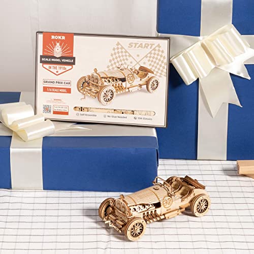 Rokr 3D Wooden Puzzle-Mechanical Car Model-Self Building Vehicle Kits-Brain Teaser Toys-Best Gift For Adults And Kids On Birthday/Christmas Day (Grand Prix Car) #TOP4