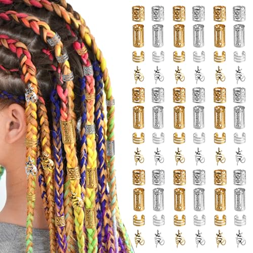 160 Stück Haarschmuck für Dreadlocks Schmuck, Silber Gold Haarschmuck für Zöpfe Pirate Haarringe für Mädchen Frauen Damen Männer Haarpiercing Festival Braids Zubehör, für Dreadlock Zubehör