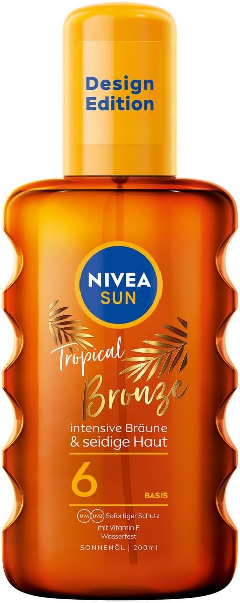 NIVEA SUN Tropical Bronze Oil Spray SPF 6 (200 ml), Sun Protection for Long-Lasting Tan without Self-Tanner, Sun Spray with Carotene Extract and Vitamin E