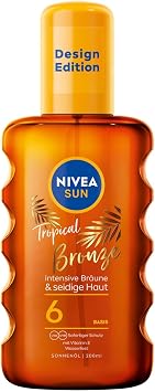 NIVEA SUN Tropical Bronze Oil Spray SPF 6 200 ml, Sun Protection for Long-Lasting Tan without Self-Tanner, Sun Spray with Carotene Extract and Vitamin E