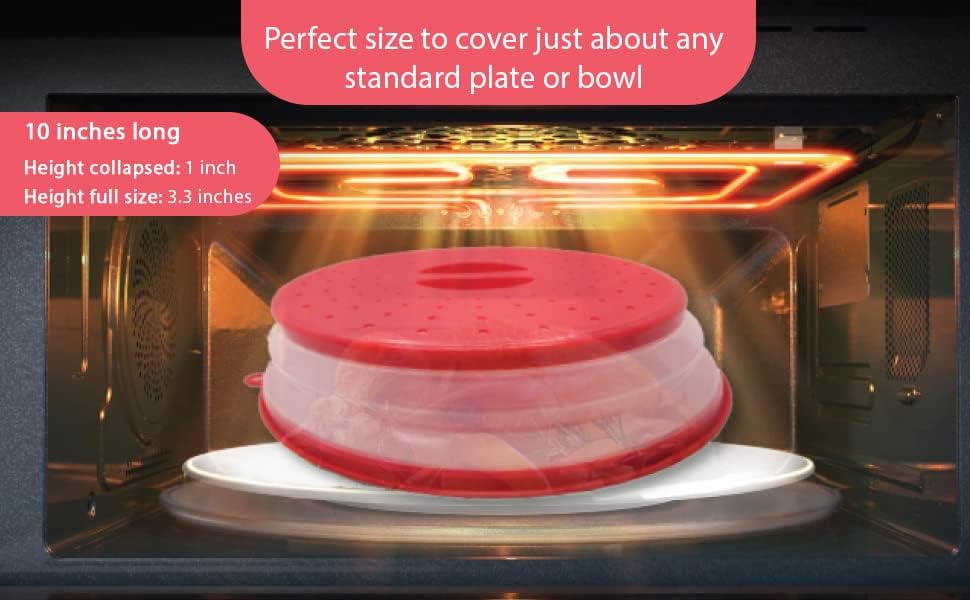 Miniatura 6 de Cubierta plegable para microondas, ventilada, perfecta para usar como cuenco de lavado de alimentos, contenedor de frutas y más, protector de
