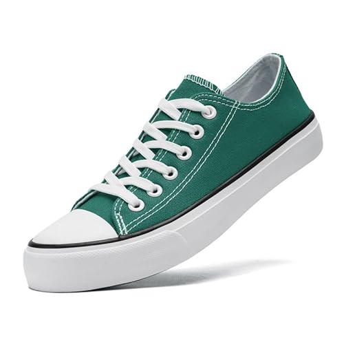 Xraehni Canvas Shoes for Women Men Low Top Lace Up Sneakers Canvas Fashion Sneakers Classic Casual Walking Shoes Comfortable Breathable Green