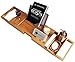 ModernTropic Home and Spa Bamboo Bathtub Caddy and Tray Expandable Non-Slip Wooden Bath Tray Securely Holds Drinks, Book/Tablet, Accessories, Phone