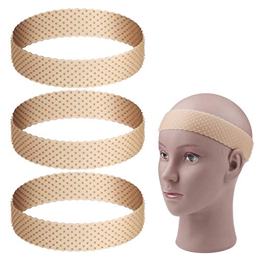 3 Pieces Silicone Grip Wig Band Adjustable Silicone Wig Headband Fix Non-slip Soft Comfort Wig Bands Seamless Wig Band Transparent Wig Grip Band Strong Holder for Men Women Sports Yoga (Light Brown)