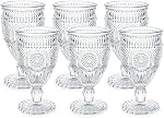 Kingrol 6 Emballez des gobelets en verre de vin, 10 oz Verres d'eau vintage, verres romantiques à boisson mixte pour la fête, utilisation quotidienne