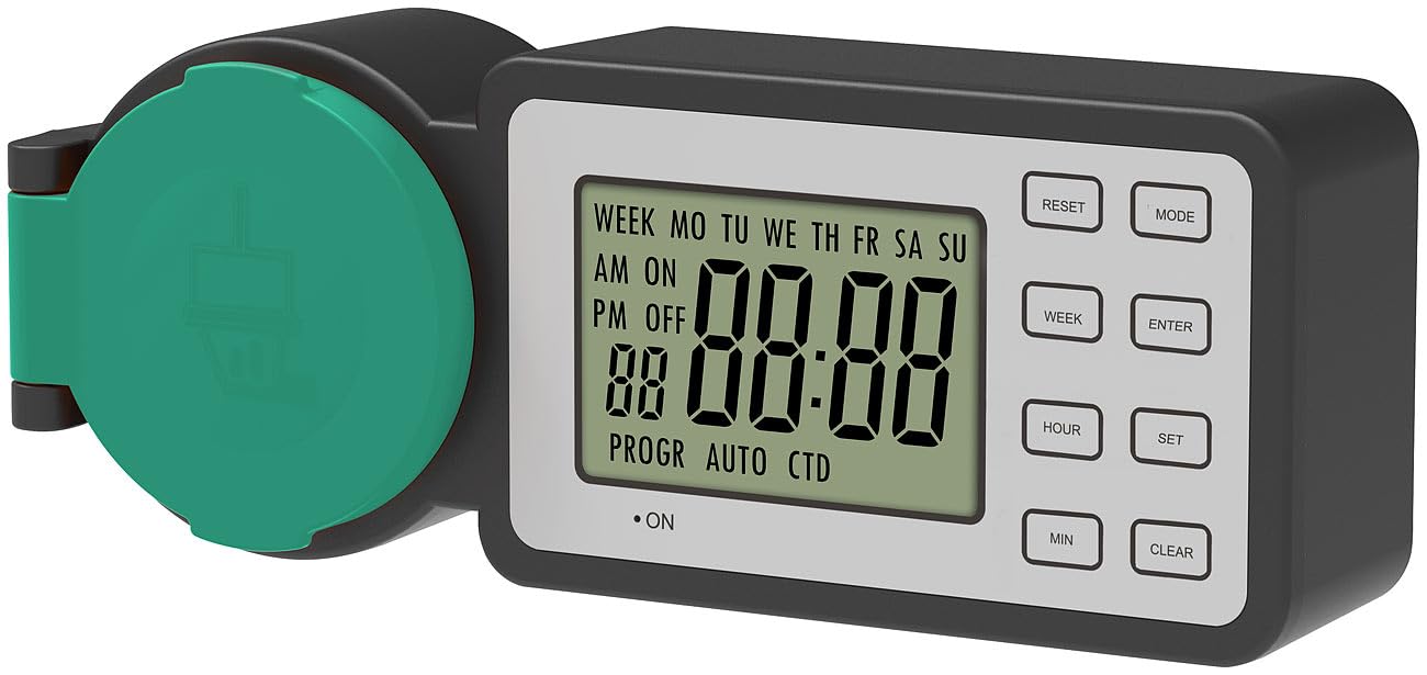 revolt Steckdosen-Zeitschalter: 4er-Set Outdoor-Zeitschaltuhren, programmierbare Zeiten, minutengenau (Standby-Energiesparsteckdosen, Uhr)