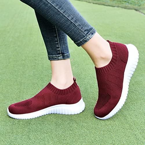 Image of konhill Womens Slip On Sneakers Lightweight Knit Walking Shoes