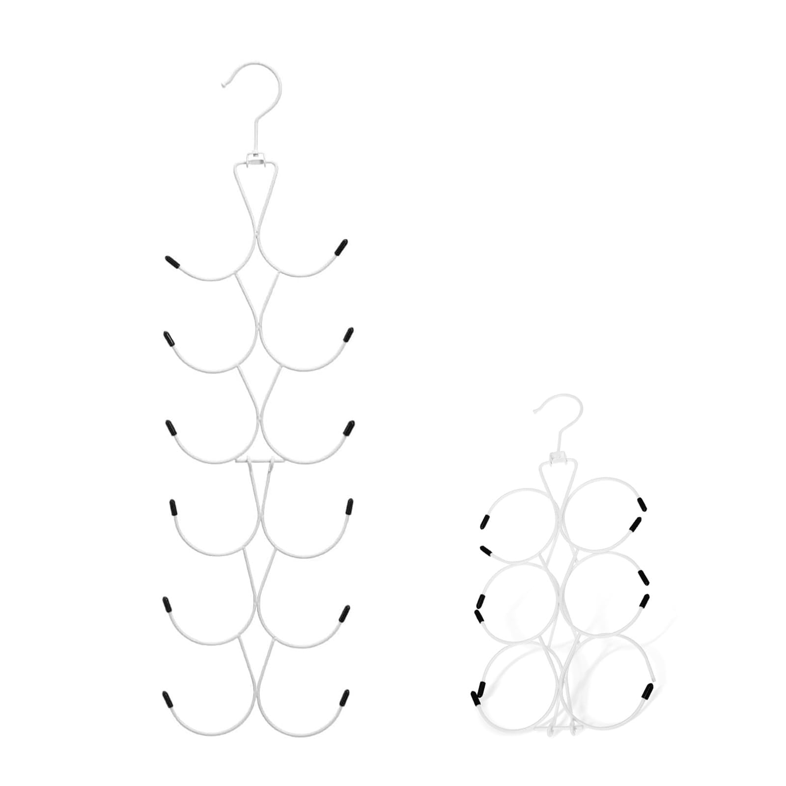 Yuannee Scarf Hanger with 12 Hooks,Metal Foldable Tie Hanger for Wardrobe Multi-Functional Handbag Holder with 360° Rotating Hook for Closet Scarves Shawl Belt(White)