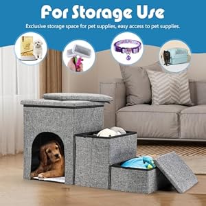 LINGSFSS-Dog-StairsFoldable-Pet-Stairs-for-CouchBed-with-Storage-BoxKennelDog-Steps-for-high-BedAdjustable-Non-Slip-Dog-Steps-for-Puppy-Cats-or-Small-Dog-3-Step17-H - Cucciolini Doodles   LINGSFSS-Dog-StairsFoldable-Pet-Stairs-for-CouchBed-with-Storage-BoxKennelDog-Steps-for-high-BedAdjustable-Non-Slip-Dog-Steps-for-Puppy-Cats-or-Small-Dog-3-Step17-H