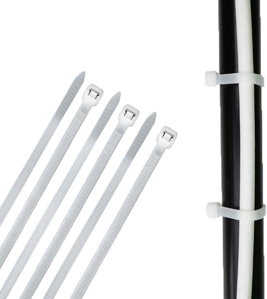 Kabelbinder Set 300 Stück schwarz/weiß/grau/grün 2,5 x100/3,6 x 140/4,8 x 200/4,8 x300 7,6 x 370 lang uv beständig und temperaturbeständig (weiß, 7,6 x 370 mm)