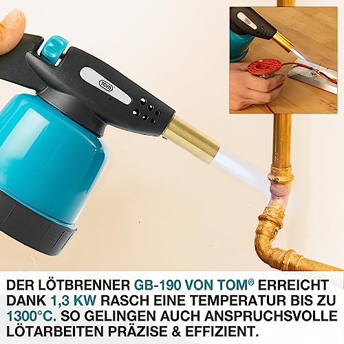 Lötbrenner TOM Gas-Lötbrenner Set mit Piezozündung und 1300°C