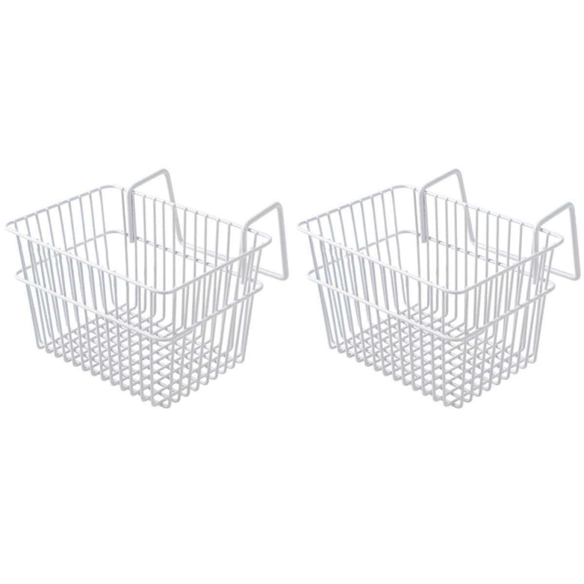 Cesta de almacenamiento colgante blanca pack de 2 de acero inoxidable removible para baño