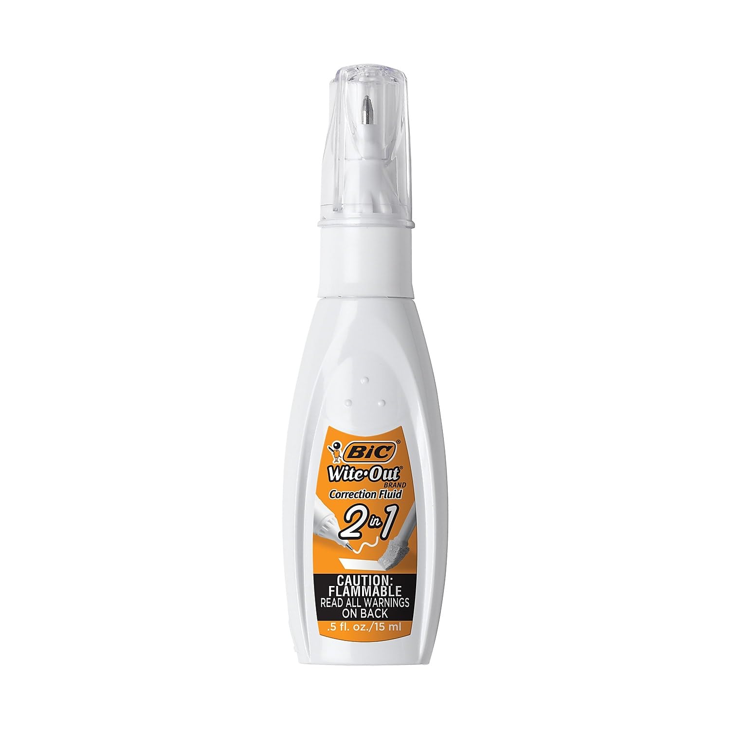 BIC WOPFP11 Wite-Out Fluide correcteur 2 en 1 Flacon de 15 ml Blanc