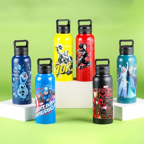 Image of CELLO Kidzbee Aqualoop 3D Iron Man Design Stainless Steel Kids Water Bottle For Daily Use 790 ml, Black | 3D Touch & Feel Print, Single Wall Fridge Safe Rustproof & Leakproof School Kids Water Bottle