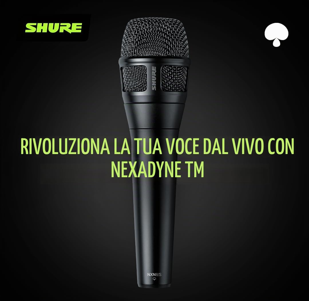 Shure Nexadyne 8/S - Microfono dinamico per voce supercardioide con tecnologia a doppio motore, acquisizione del suono focalizzata, affidabilità, ideale per cantanti che necessitano di massimo