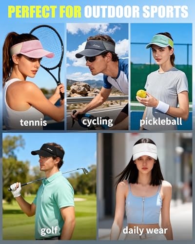 Image of Sports Sun Visor for Men & Women Breathable Mesh, Stretchy Foldable Cooling Visor Hat for Running, Golf, Tennis, Hiking