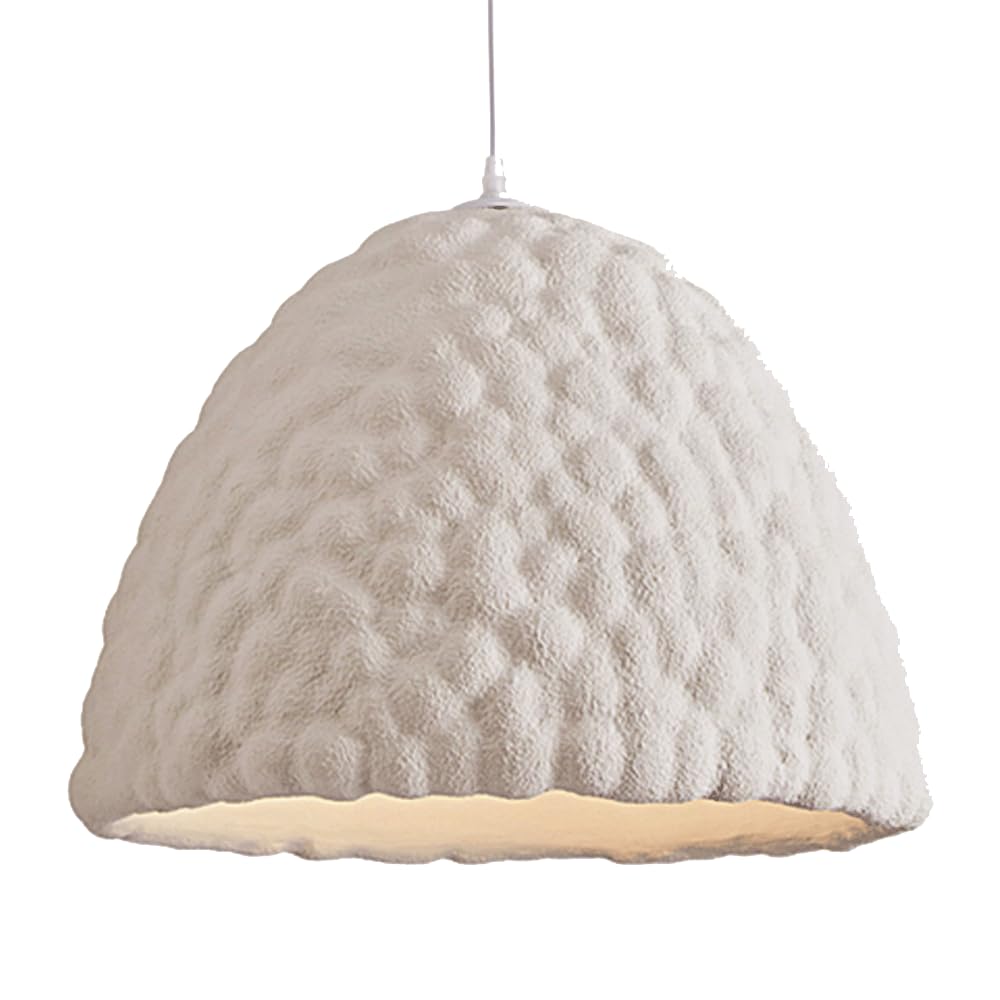 ESIYUVO White Smooth Bell Cylinder Pendant Light Fixture Nordic Minimalist Handmade Hanging Lamp Adjustable Suspension Single Light Chandelier for Bedroom Kitchen Island Hallway Entryway Dining Room