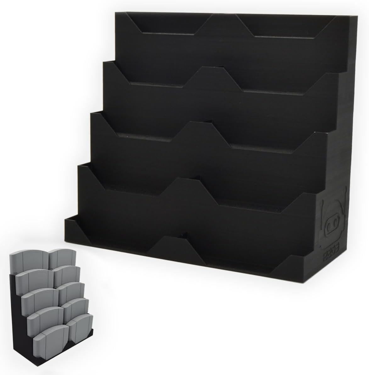 R2D3 Display Stand Compatible with Nintendo 64 Games Retro Gaming 3D Printed Organizer & Showcase (Holds 10 Games Without Protectors)