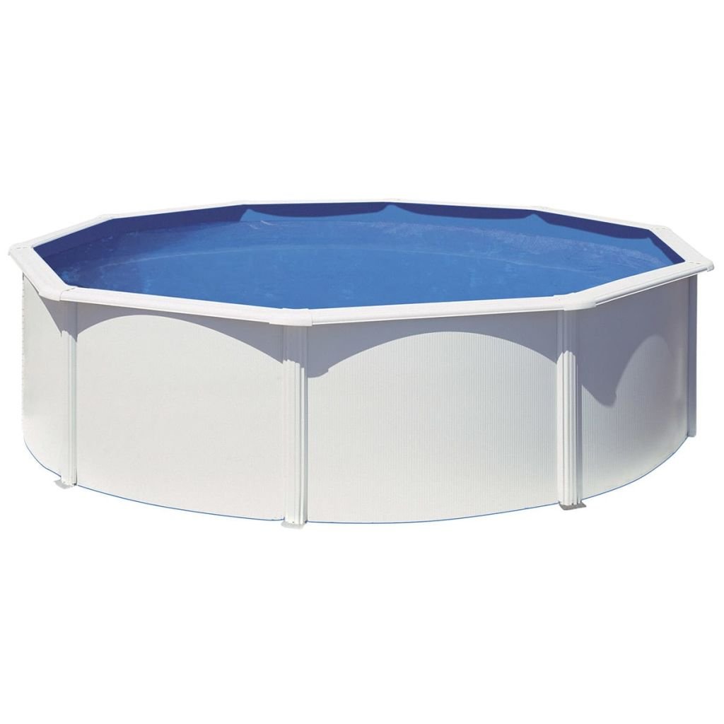 Gre KITPR4583- Piscina Azores desmontable redonda de acero color blanco Ø460x132 cm