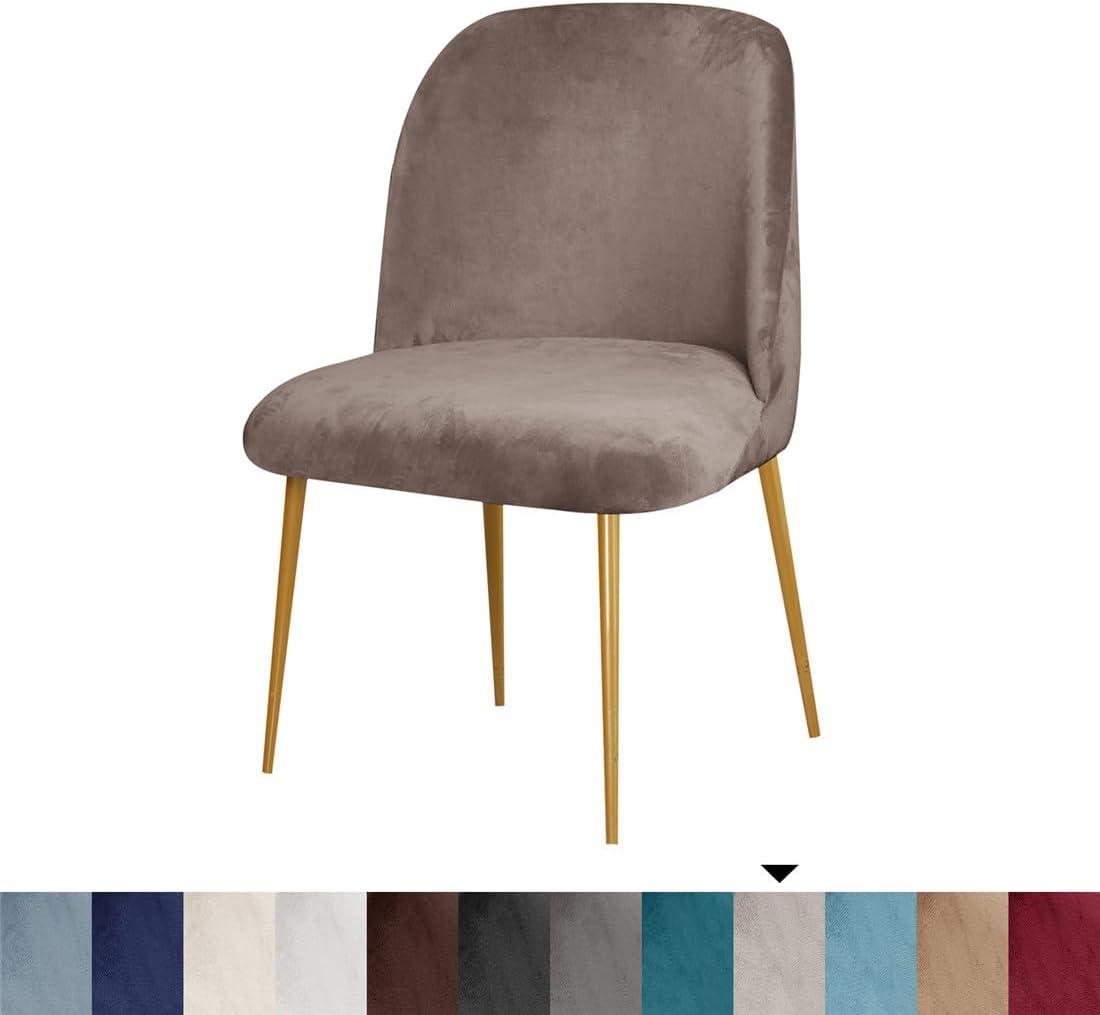 4 Pack Velvet Curved Back Chair Covers Modern Accent Mid Century Short Back Armless Chair Slipcovers for Room Furniture Protector
