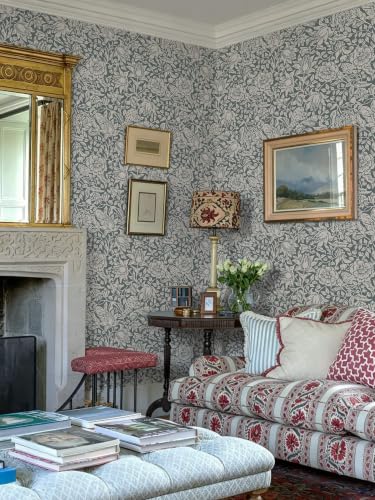 Heroad Dark Blue William Morris Peel Stick Wallpaper Floral Contact Paper — view 6