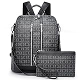 VANSARTO Backpack Purse for Women Vegan Leather Travel Backpack with Wristlet, Designer Convertible Shoulder Bag Satchel Handbag, Lightweight Fashion Backpack with Wide Strap, Black