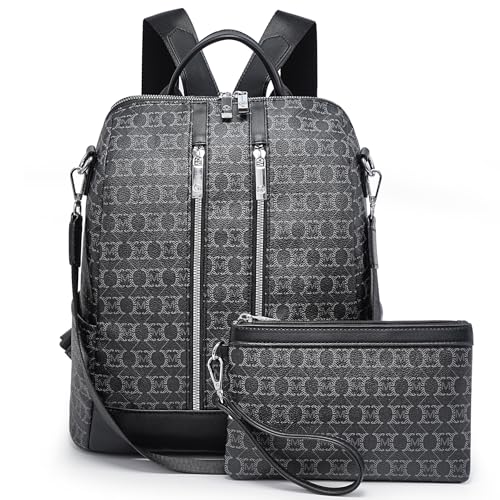 VANSARTO Backpack Purse for Women Vegan Leather Travel Backpack with Wristlet, Designer Convertible Shoulder Bag Satchel Handbag, Lightweight Fashion Backpack with Wide Strap, Black