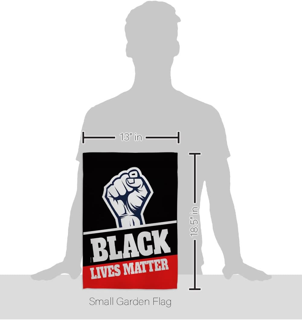 All Lives Matter Black Set with Stand Support Cause BLM Anti Racism Revolution Movement Equality Social House Decoration Banner Small Yard Gift Double-Sided, Garden Flag 13"x 18.5", Thick Fabric
