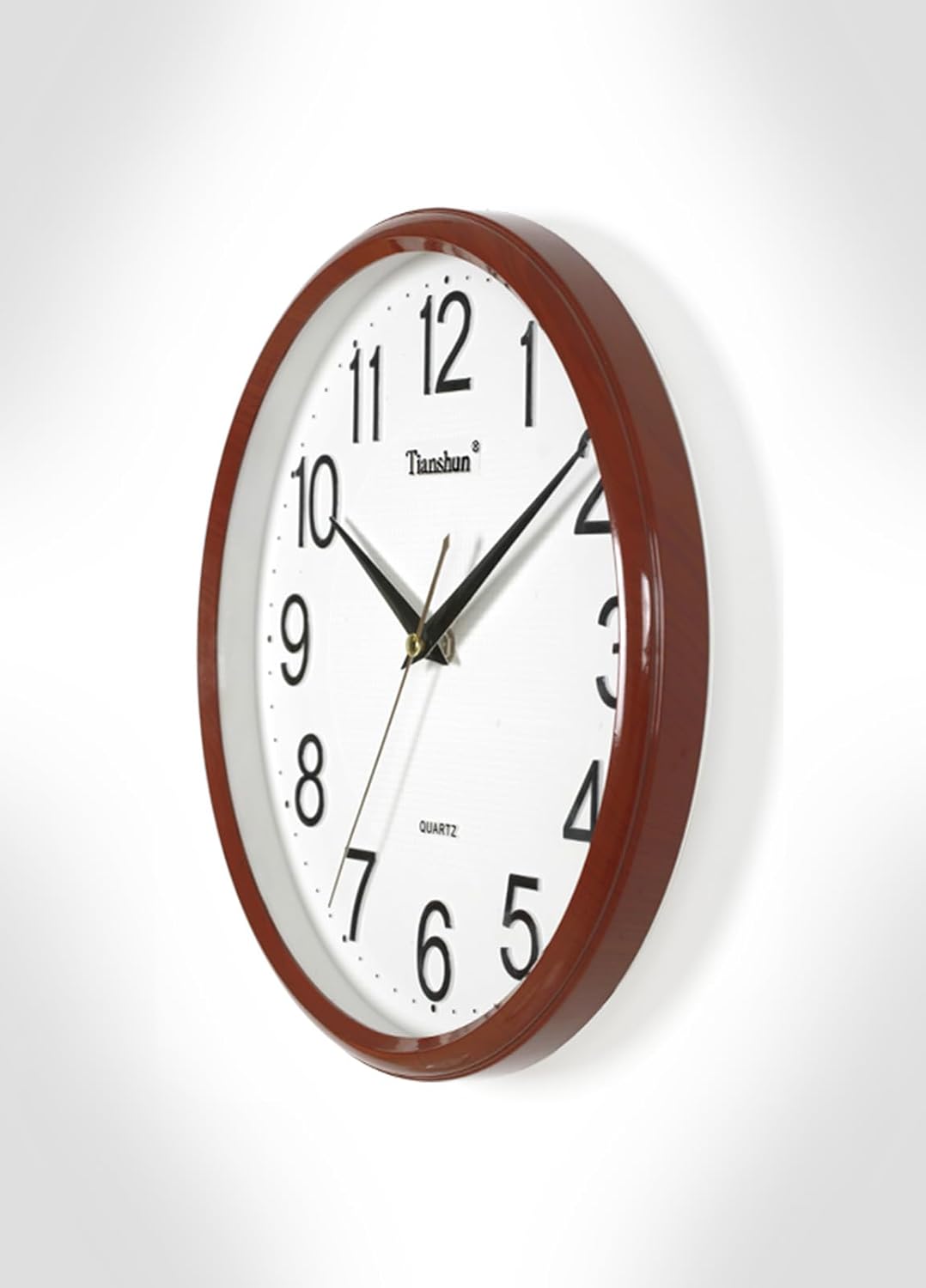 Wall Clock Silent Non-Ticking Battery Operated 12 Inch Wood Grain Large Easy to Read 3D Numbers for Office Living Room Bedroom Kitchen (Cherry Wood)