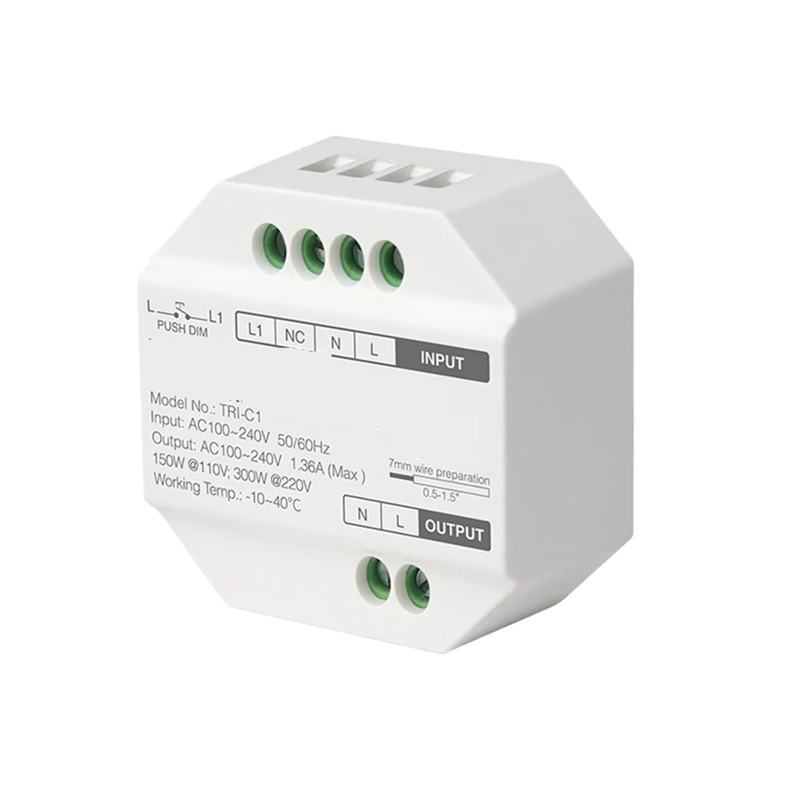 Controlador de atenuación LED, interruptor de atenuación triac AC110V 220V TRI-C1 2,4G, control remoto adecuado for luces LED triac de un solo color