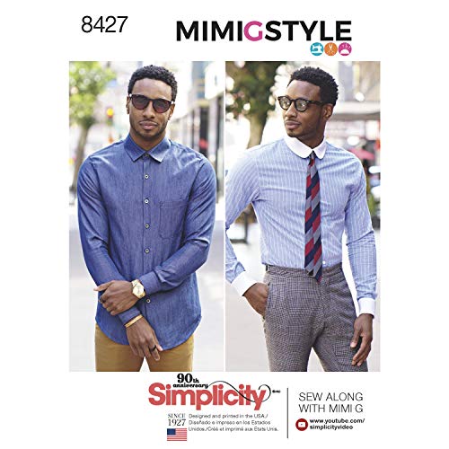 Simplicity Sewing Pattern D0755 / 8427 - Men's Fitted Shirt with Collar and Cuff Variations by Mimi G, Size: BB (44-46-48-50-52)