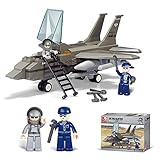 Lightahead DIY Building Blocks Set Airforce Airplane and Mini Figures Construction Kit Toy Set for Kids, 142 Piece