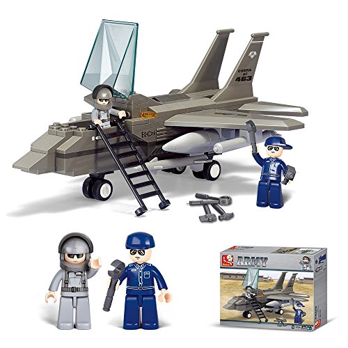 Lightahead DIY Building Blocks Set Airforce Airplane and Mini Figures Construction Kit Toy Set for Kids, 142 Piece