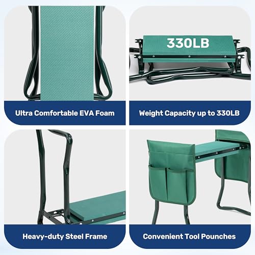 image for InfiniPower Garden Kneeler and Seat, Foldable Kneeling Bench with Stur