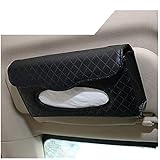SCTD Car Tissue Holder- PU Leather Van Truck Vehicle Tissues Case Dispenser for Backseat and Sun Visor, Refill Paper Included (Black)