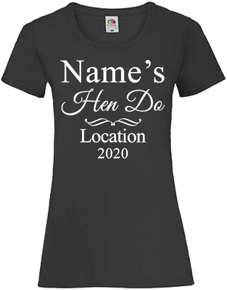 Personalised Women's Hen Do TShirt with Design, Personalise with Any Name, Date and Location Personalised Women's Hen Do TShirt with Design, Personalise with Any Name, Date and Location