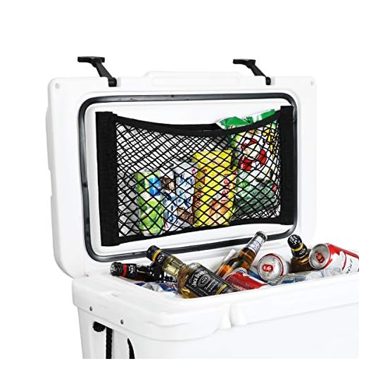 AIEVE 2 Pack Cooler Storage Bag Heavy Duty Cooler Net Organizer Adhesive Elastic Nylon Mesh Storage Cooler Accessories for YETI Tundra 45 Coolers and RTIC 45 Cooler