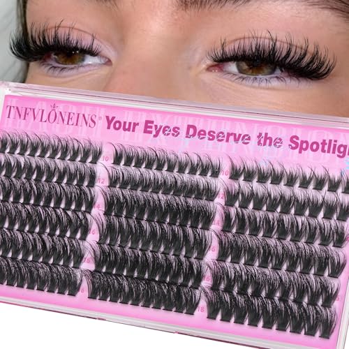 TNFVLONEINS Fluffy Lash Clusters with Spikes 200D+260D+300D Cluster Eyelash Extensions Thick Eyelash Clusters Faux Mink Individual Lashes Full Volume Cluster Lashes 12-20MM Reusable Eyelashes by TNFVLONEINS