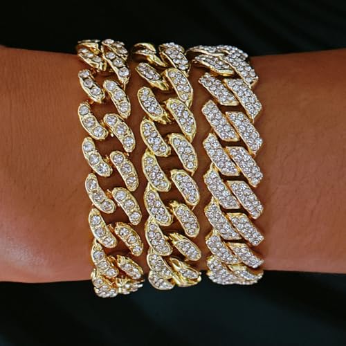 Gold Silver Ankle Bracelets for Women Cuban Link Anklets Plus Size Ankle Bracelet Layered Link Anklet Set Rhinestone Bling Anklets Gold Silver Jewelry for Women Gift Set2