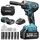 GEVEELIFE Impact Wrench 520Ft-lbs(700N.m) Brushless, 1/2 Impact Gun with 2x4.0Ah Battery, Cordless Impact Wrench, 6 Sockets, 8 Drill Bits, 3300RPM Power Electric Impact Driver for Car/DIY Furniture