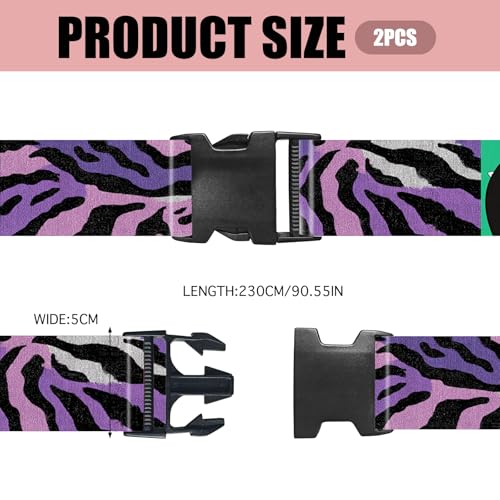 Image of Nuxovilar Luggage Straps Set for Suitcase 1.96x90.5in Polyester | Cargo Strap Travel Belt Security Buckle Band Adventure Trip Outdoor Travel Casual Use (Zebra Print)
