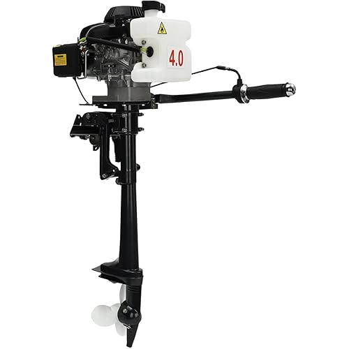 4HP 4-Stroke Outboard Motor, Outboard Trolling Motor Heavy Duty Fishing Boat Engine with Air Cooling CDI System Recoil Start Vertical Installation for Fishing Aquaculture Outdoor, 5500rpm