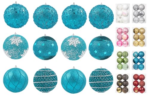 LANGXUN 12pcs 3.2" Large Handmade Blue Christmas Balls Ornament, 2023 New Christmas Tree Decorations, Bola De Navidad árbol De Navidad Decoración, Shatter-Proof Xmas Decor, Holiday Party