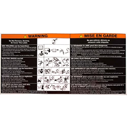Miller 258431 Label, Warning General Precautionary (En/Fr-Sym)