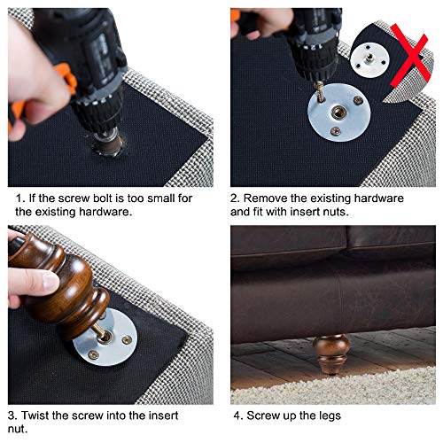 Alamhi Round Wood Furniture Legs 3.5 Inch Gourd Shape Wood Sofa Legs With Adjustable Leveling Couch Leg Replacement For Cabinets, Coffee Table, Ottoman, Dresser, Loveseat, Armchair Set Of 4 Brown #TOP5