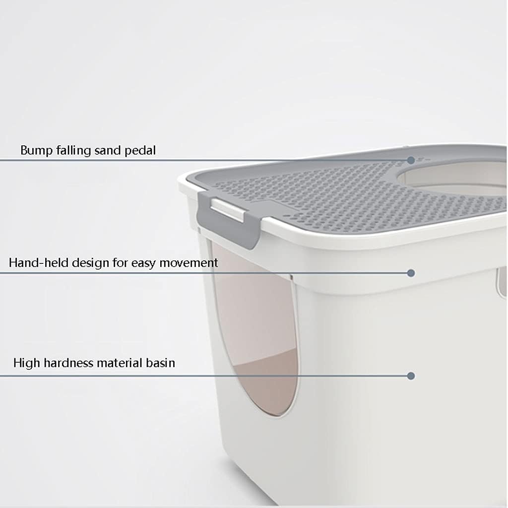 Clamshell Cat Toilet Top-Entry Double-Door Large Splash-Proof Litter Box Fully Enclosed Deodorant Cat PoopTray Cat Litter Pan (B)
