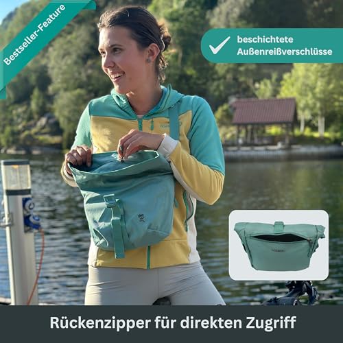 FUCHS & REBELL® Crossbody Tasche LUCA - Durchdacht & Nachhaltig – 3-Punkt-Gurt-System für Stabilität, robuste Magnetschnallen, viele Fächer & flexibles Volumen (4,5-8L) – Wasserabweisend (Mint Blau)