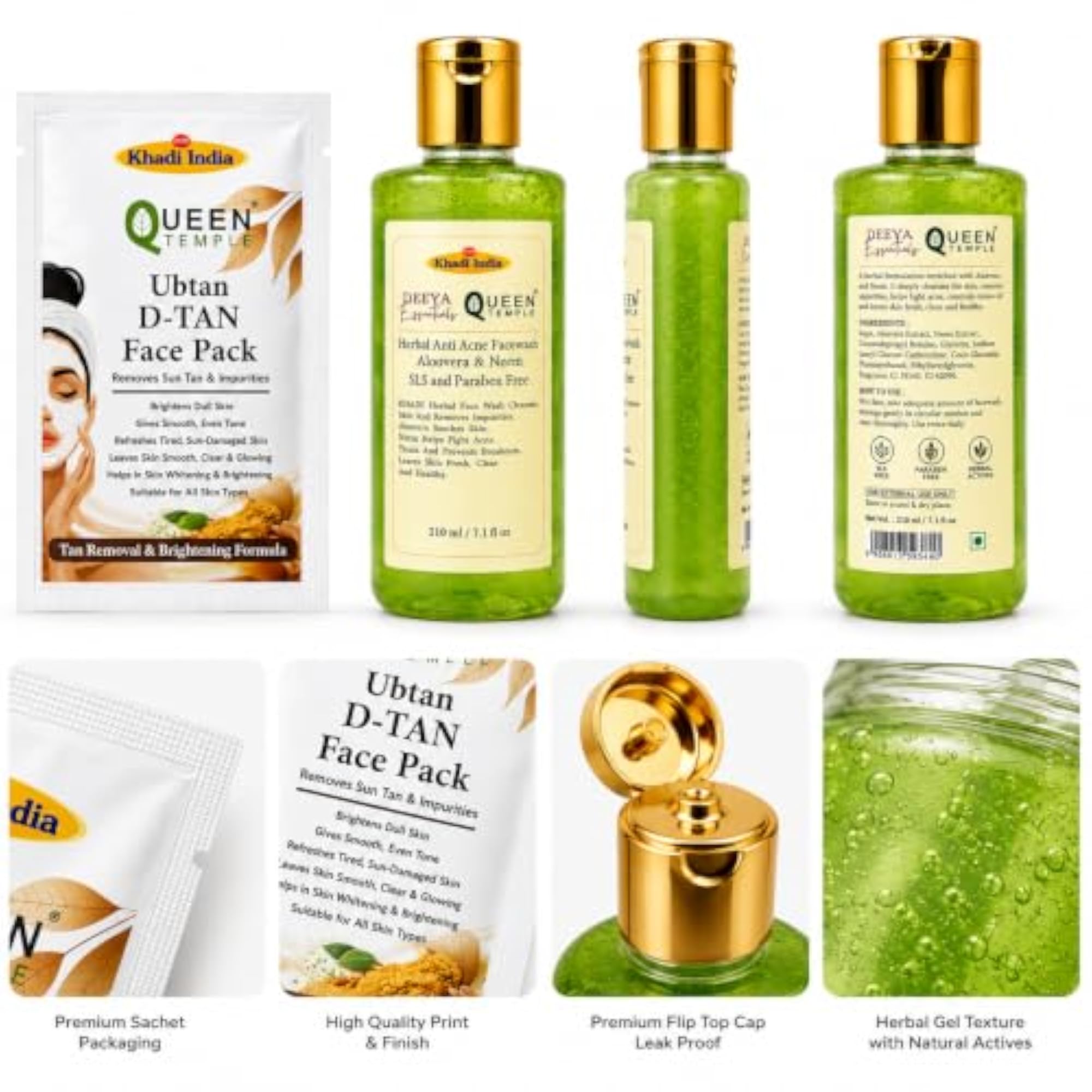 Khadi India Ubtan D-Tan Face Pack & Aloe Vera Face Wash Combo
