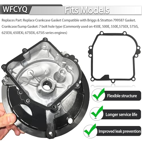 Image of Replace Crankcase Gasket Compatible with Briggs & Stratton 799587 Fits Model 08P000, 09P000 Engines (2 pcs)