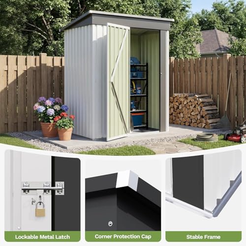 Image of Patiowell 5x3 FT Outdoor Storage Shed with Floor Frame, Small Metal Sheds